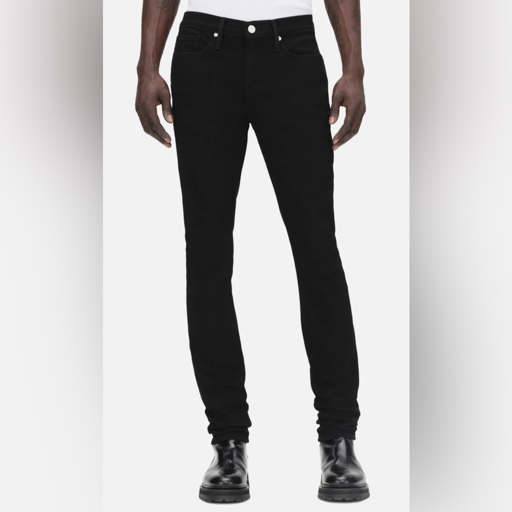 Frame Denim L'Homme Noir Dark Gray Ultra Stretch Cotton Skinny Jeans Size 38